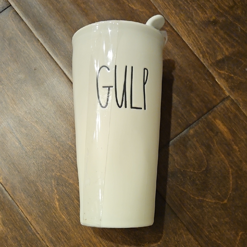 Rae Dunn White GULP To-Go Ceramic Mug